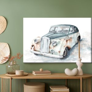 Peinture sur toile Vieille Voiture Peinte À L'aquarelle – Image 5