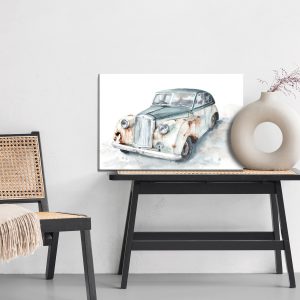 Peinture sur toile Vieille Voiture Peinte À L'aquarelle – Image 6