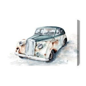 Peinture sur toile Vieille Voiture Peinte À L'aquarelle – Image 2
