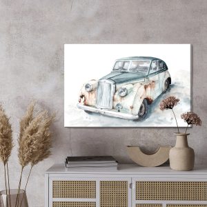 Peinture sur toile Vieille Voiture Peinte À L'aquarelle – Image 3