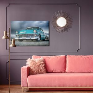 Peinture sur toile Voiture Turquoise Et Nuages – Image 4