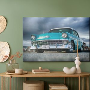 Peinture sur toile Voiture Turquoise Et Nuages – Image 5