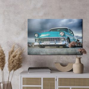 Peinture sur toile Voiture Turquoise Et Nuages – Image 3