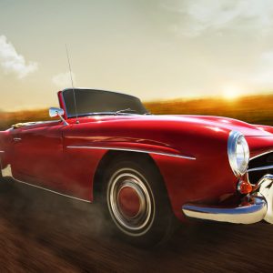 Peinture sur toile Voiture Rouge En Mouvement – Image 1