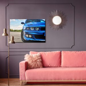 Peinture sur toile Voiture Bleue Sportive Et Nature – Image 4