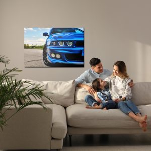Peinture sur toile Voiture Bleue Sportive Et Nature – Image 7