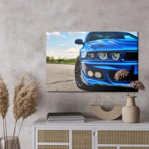 Peinture sur toile Voiture Bleue Sportive Et Nature – Image 3
