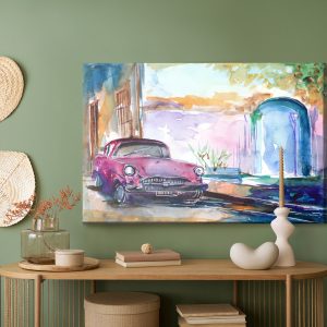 Peinture sur toile Voiture Rose Peinte À L'aquarelle – Image 5