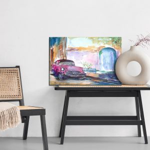 Peinture sur toile Voiture Rose Peinte À L'aquarelle – Image 6