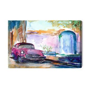 Peinture sur toile Voiture Rose Peinte À L'aquarelle – Image 2