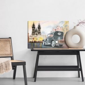 Peinture sur toile Centre-Ville Avec Vieille Voiture – Image 6