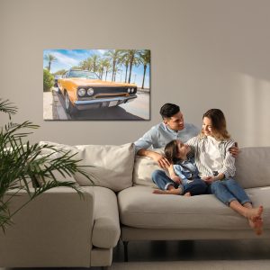 Peinture sur toile Voiture Américaine Orange – Image 7