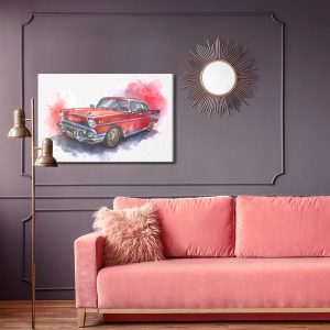 Peinture sur toile Vieille Voiture Aux Aquarelles – Image 4