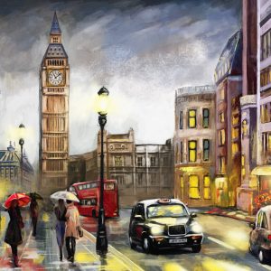 Peinture sur toile Voitures Et Bus À Londres – Image 1
