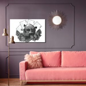 Peinture sur toile Crâne Sur Fond De Cartes – Image 4