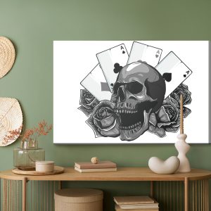 Peinture sur toile Crâne Sur Fond De Cartes – Image 5