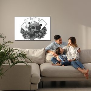 Peinture sur toile Crâne Sur Fond De Cartes – Image 7