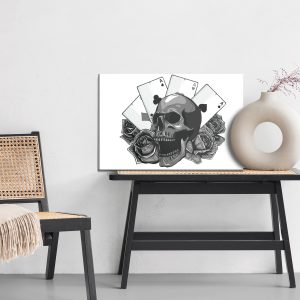 Peinture sur toile Crâne Sur Fond De Cartes – Image 6