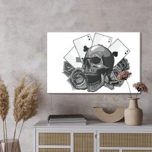 Peinture sur toile Crâne Sur Fond De Cartes – Image 3