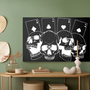 Peinture sur toile Crânes Sur Fond De Cartes – Image 5