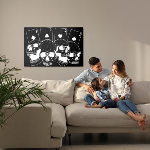 Peinture sur toile Crânes Sur Fond De Cartes – Image 7