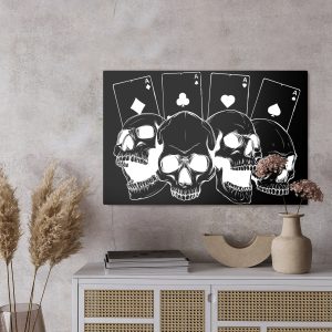 Peinture sur toile Crânes Sur Fond De Cartes – Image 3