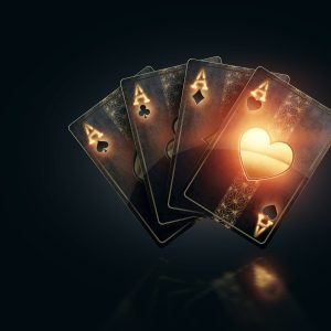 Peinture sur toile Cartes À Jouer Au Poker Noir – Image 1