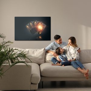 Peinture sur toile Cartes À Jouer Au Poker Noir – Image 7