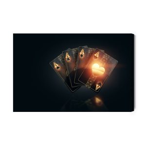 Peinture sur toile Cartes À Jouer Au Poker Noir – Image 2