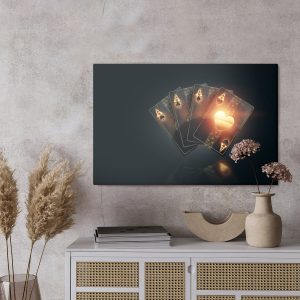 Peinture sur toile Cartes À Jouer Au Poker Noir – Image 3