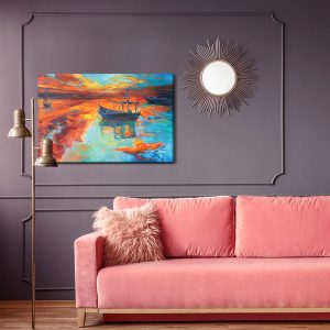 Peinture sur toile Bateaux Peints En Mer – Image 4