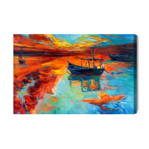 Peinture sur toile Bateaux Peints En Mer – Image 2