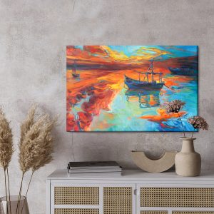 Peinture sur toile Bateaux Peints En Mer – Image 3