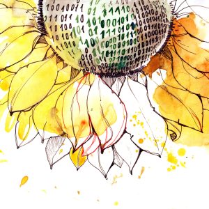 Peinture sur toile Tournesol Avec Le Code Zéro-Un – Image 1