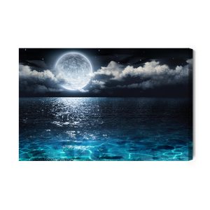 Peinture sur toile Mer La Nuit Avec La Lune – Image 2