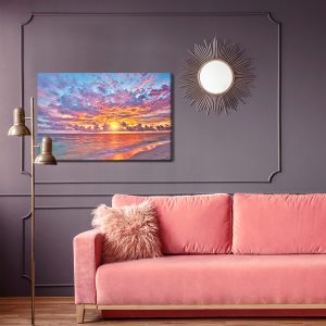 Peinture sur toile Coucher De Soleil Au Bord De La Mer – Image 4