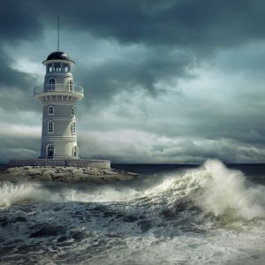 Peinture sur toile Phare Et La Mer Orageuse – Image 1