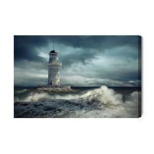 Peinture sur toile Phare Et La Mer Orageuse – Image 2