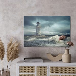 Peinture sur toile Phare Et La Mer Orageuse – Image 3