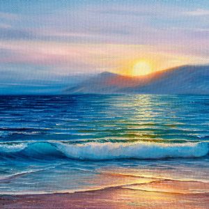 Peinture sur toile Coucher De Soleil Peint Sur La Mer – Image 1