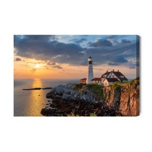 Peinture sur toile Lever Du Soleil Et Le Phare – Image 2