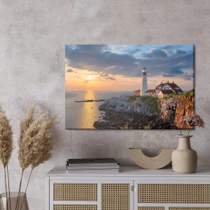 Peinture sur toile Lever Du Soleil Et Le Phare – Image 3