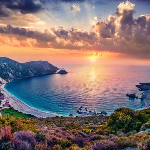 Peinture sur toile Coucher De Soleil Sur La Baie De La Mer – Image 1