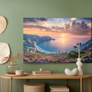 Peinture sur toile Coucher De Soleil Sur La Baie De La Mer – Image 5