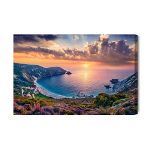 Peinture sur toile Coucher De Soleil Sur La Baie De La Mer – Image 2