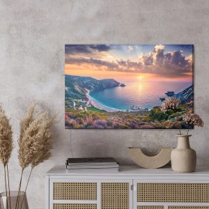 Peinture sur toile Coucher De Soleil Sur La Baie De La Mer – Image 3