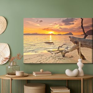 Peinture sur toile Photo Coucher De Soleil Sur La Plage – Image 5