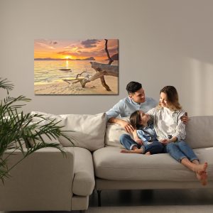 Peinture sur toile Photo Coucher De Soleil Sur La Plage – Image 7