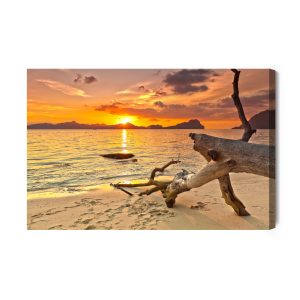 Peinture sur toile Photo Coucher De Soleil Sur La Plage – Image 2