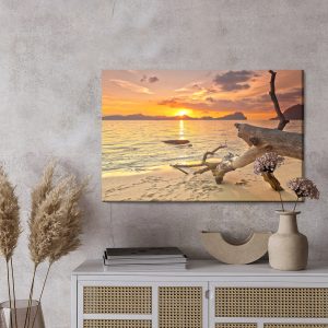 Peinture sur toile Photo Coucher De Soleil Sur La Plage – Image 3
